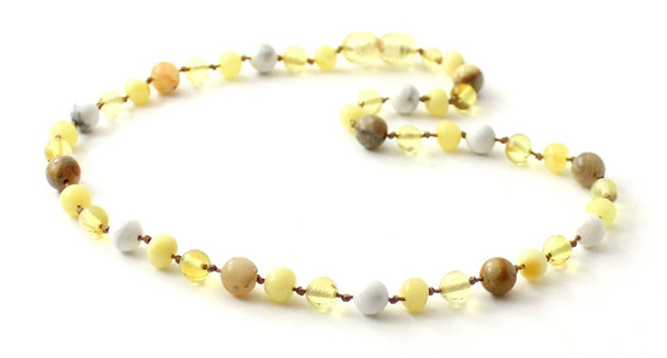 lemon, amber, howlite, white, necklace, jewelry, milky, yellow, crazy agate, beaded, gemstone