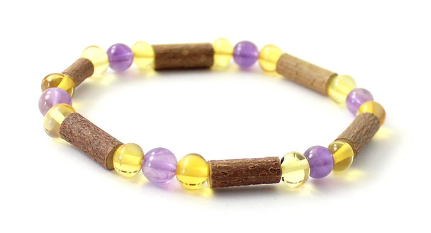 hazelwood, amethyst, honey, amber, baltic, stretch, bracelet, jewelry, jewellery, wood