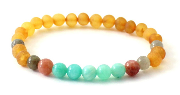 amber, gemstone, bracelet, stretch, jewelry, baltic, natural, amazonite, green, sunstone, labradorite