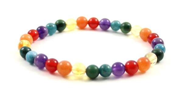 rainbow bracelet stretch jewelry gemstone 6 mm 6mm colorful lgbtq