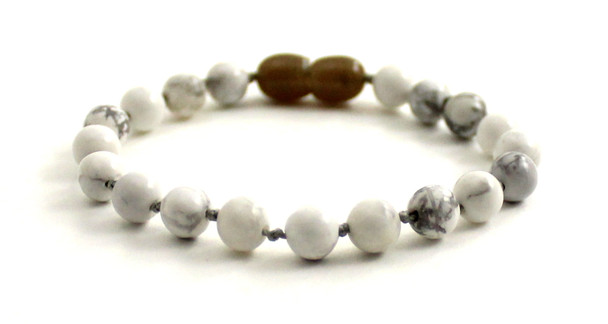 howlite gemstone bracelet anklet jewelry 6mm 6 mm white beaded knotted