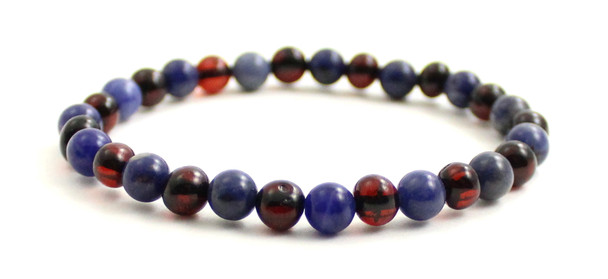 sodalite gemstone jewelry cherry black bracelet stretch blue amber baltic round