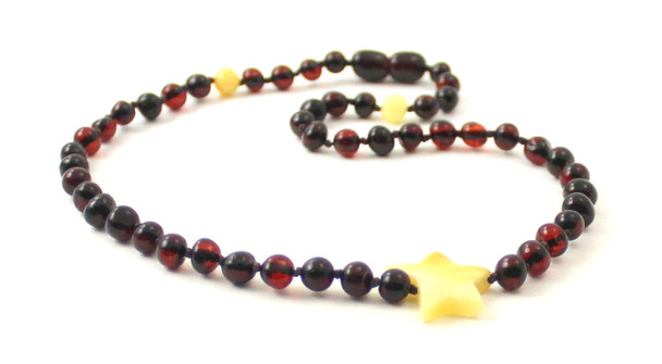 necklace amber baltic with star pendant jewelry jewellery black cherry milky knotted beaded children adult
