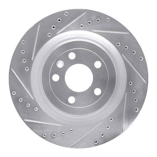 R1 13-19 Ford Police Interceptor Utility Front Left Drilled & Slotted Silver Brake Rotor - EDZ-54266L Photo - Primary