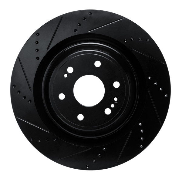 R1 19-25 Cadillac Escalade Front Left Drilled & Slotted Black Brake Rotor - ECB-47086L Photo - Primary