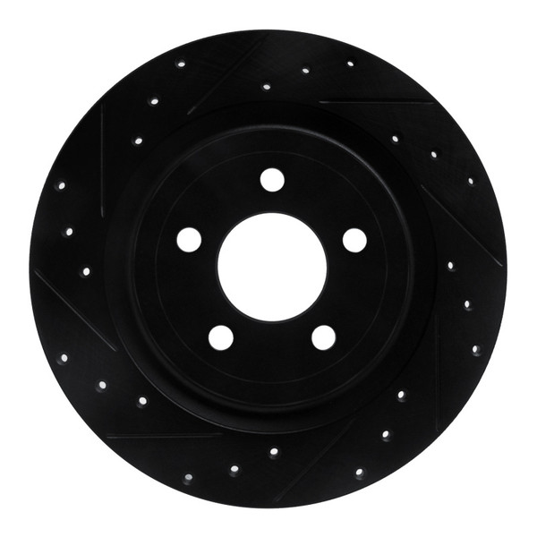 R1 20-25 Ford Mustang Rear Left Drilled & Slotted Black Brake Rotor - ECB-54280L Photo - Primary