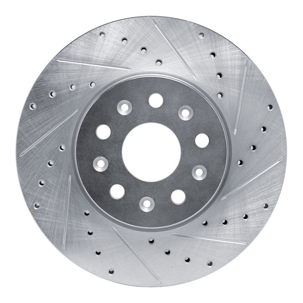R1 14-20 Cadillac CT6 Front Right Drilled & Slotted Silver Brake Rotor - EDZ-46038R Photo - Primary