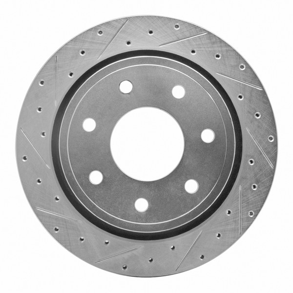 R1 12-14 Ford F-150 4WD Rear Left Drilled & Slotted Silver Brake Rotor - EDZ-54218L Photo - Primary