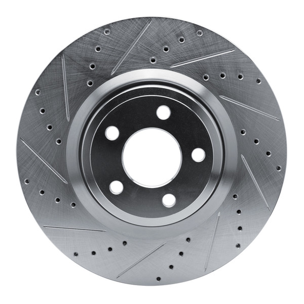 R1 20-25 Ford Police Interceptor Utility Front Left Drilled & Slotted Silver Brake Rotor - EDZ-54277L Photo - Primary