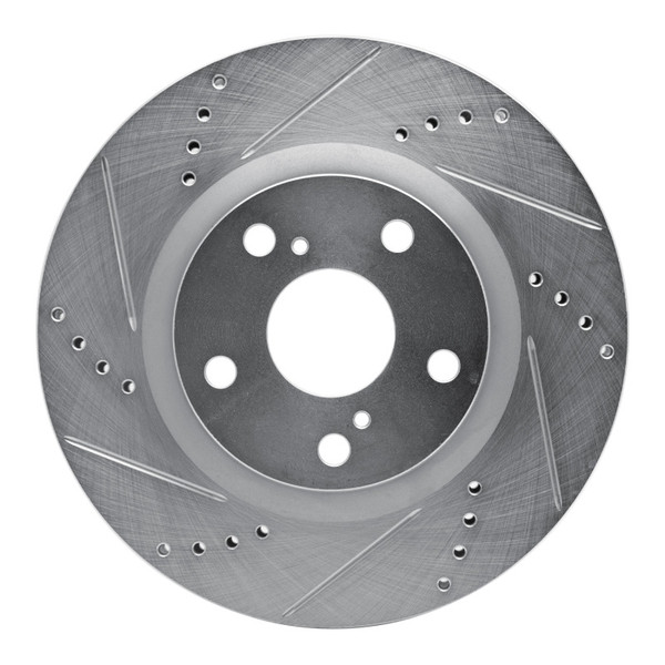 R1 15-25 Ford Mustang Front Left Drilled & Slotted Silver Brake Rotor - EDZ-54286L Photo - Primary