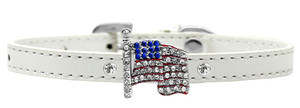 Flag Charm Dog Collar White size 12 S528-685-01 WT12 Flag Charm Dog Collar White size 12 S528-685-01 WT12