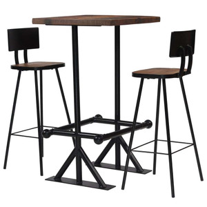  Bar Set Multicolor Solid reclaimed wood and powder-coated steel A949-245394