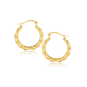 10k Yellow Gold Branch Motif Hoop Earrings P150-88839