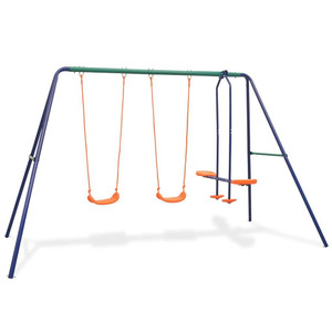 Swing Set Blue Steel and Plastic Ages 3-10 Durable Swing Set A949-91358  Swing Set Blue Steel and Plastic Ages 3-10 Durable Swing Set A949-91358
