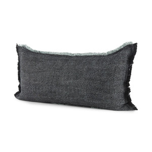 Dark Gray Fringed Lumbar Throw Pillow Cover N270-392301