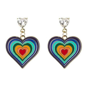 Multi-layer Peach Heart Unique Design Colorful Earrings