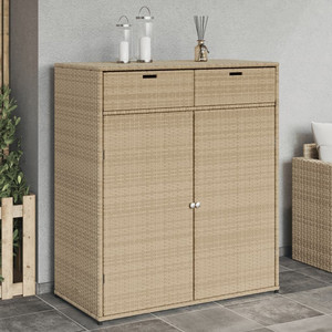  Garden Storage Cabinet Beige Poly Rattan Large A949-365566