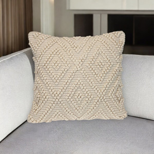 20" Off White Geometric Cotton Throw Pillow N270-529306