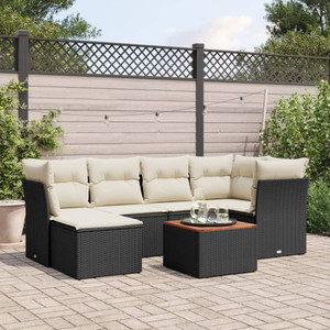  Garden Sofa Set Black, Cream White A949-3256077
