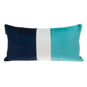 12" X 24" Navy Blue Striped Velvet Throw Pillow N270-402652