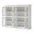 52" White Wood and Glass Two Level Storage Cabinet N270-397841 52" White Wood and Glass Two Level Storage Cabinet N270-397841