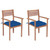  Patio Chair Set of 2 Blue cushions, teak wood color A949-3062287