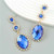 Vintage Elegant Royal Court Style Oval Pendant Sunflower Wholesale Earrings - Blue A392-fear7808