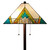 62" Brown Two Light Traditional Shaped Floor Lamp With Beige Green And Blue Geometric Stained Glass N270-478100