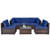 6 Pieces Patio Rattan Furniture Set with Cushions and Glass Coffee Table-Navy - Color: Navy D681-HW67937NYA+