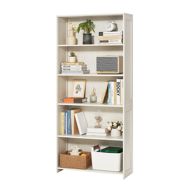 VEVOR 5 Tiers Wide Bookshelf, 68 in Wooden Open Bookcase with Display Storage Organizer Shelf, Free E415-BSSJZFXBHB1LUKRBCV0