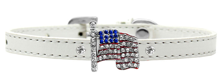 Flag Charm Dog Collar White size 12 S528-685-01 WT12