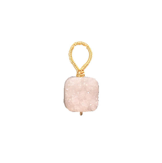 White druzy square - Silver L161-pendant white druzy square-silver