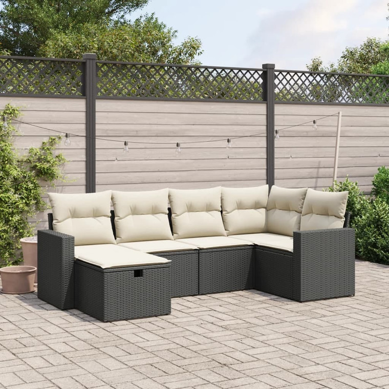 Garden Sofa Set Black Poly rattan, powder-coated steel Large A949-3263482