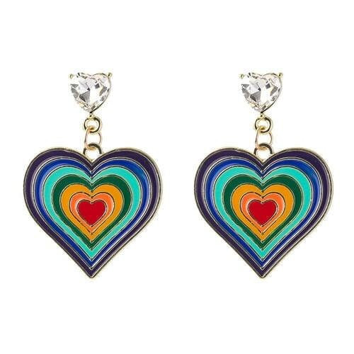 Multi-layer Peach Heart Unique Design Colorful Earrings