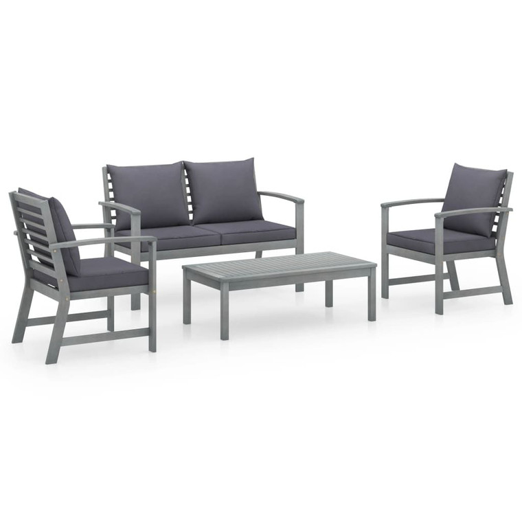  Garden Lounge Set Grey Solid Acacia Wood Medium Hardwood A949-311825