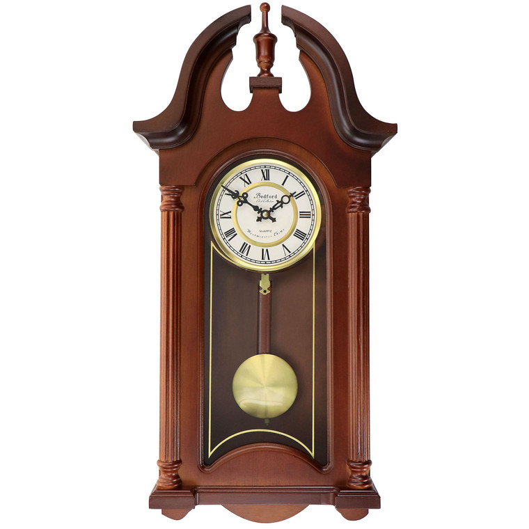 Bedford Clock Collection Delphine 27 Inch Mahogany Chiming Pendulum Wall Clock D970-BED-DELPHINE Bedford Clock Collection Delphine 27 Inch Mahogany Chiming Pendulum Wall Clock D970-BED-DELPHINE