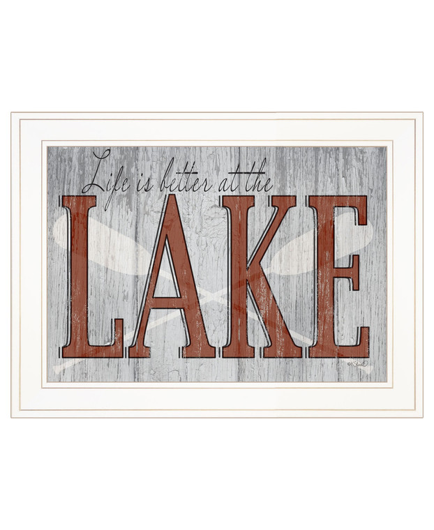 Life Is Better At The Lake 1 White Framed Print Wall Art N270-407729