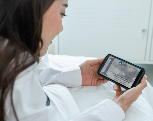 Woman viewing course on mobile phone