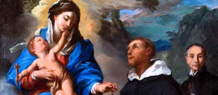 St. Dominic Receiving the Rosary from the Virgin Mary Promotional Banner by TAN Books