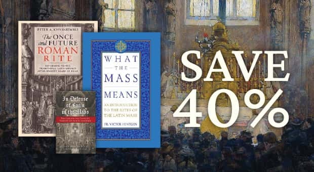 Mobile version of Latin Mass banner for 40% off selected titles