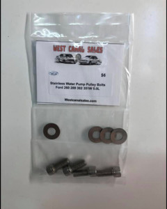 SBF Water Pump To Pulley Bolts Stainless Steel 4 PC 260 289 302 351W 5.0L SBF Water Pump To Pulley Bolts Stainless Steel 4 PC 260 289 302 351W 5.0L
