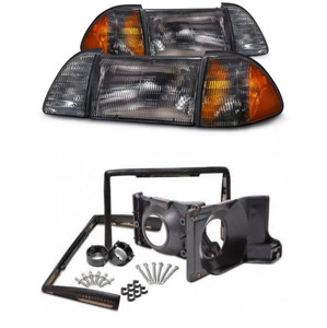 1987-93 Mustang Smoked Headlights Kit Deluxe Oem Style 1987-93 Mustang Smoked Headlights Kit Deluxe Oem Style