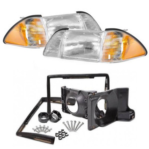 1987-93 Mustang Clear Headlights Kit Deluxe Oem Style 1987-93 Mustang Clear Headlights Kit Deluxe Oem Style
