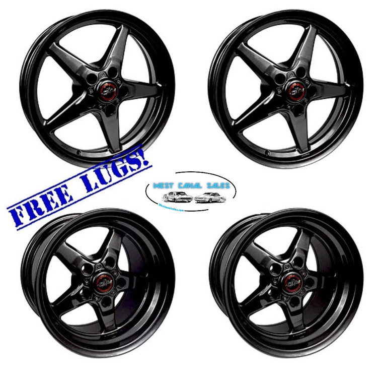 Race Star Drag Pack 15x8/15x3.75 for 79-04 Mustang 5-lug (Black) - 4 Wheel Combo