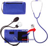 Royal blue EMI 305 diagnostic set with dual head stethoscope and aneroid blood pressure cuff. Comes with matching tubing, adult cuff, inflation bulb, and a durable carrying case—designed for reliability in clinical and training environments.