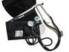 Black EMI 330 diagnostic set with Sprague Rappaport stethoscope and aneroid blood pressure cuff. Comes with matching tubing, adult cuff, inflation bulb, and a durable carrying case—built for reliability in training settings.
