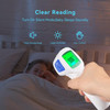 Forehead thermometer can memorize the last 32 temperature measurements and can automatically turns off to save power when there is no operation for 30 seconds