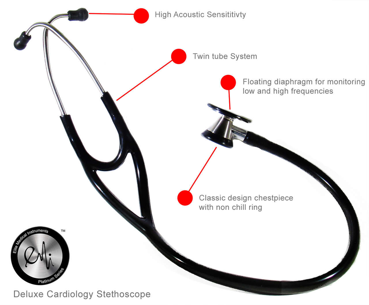 EMI Platinum Series Cardiology Stethoscope ESC-333