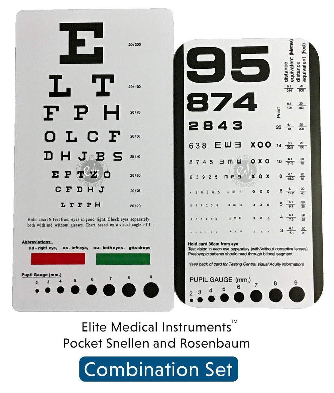 EMI Snellen and Rosenbaum Pocket Eye Charts