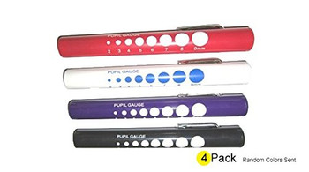 4 pack - LED Disposable Pupil Gauge Medical Penlight (Random Colors)